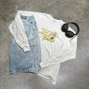 Vintage Oakley Long Sleeve Graphic T-Shirt White XL Y2K Skater 502